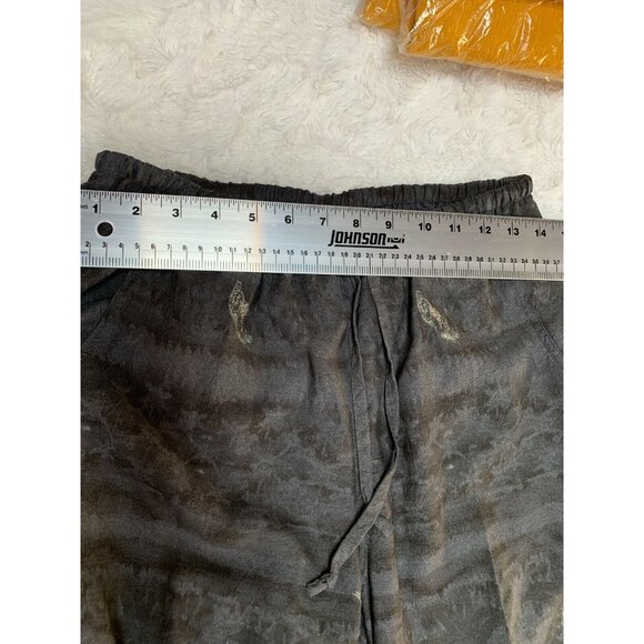 Line Two Womens Drawstring Waist Pants Small Stretch Pineapple Print Black Gold - Picture 4 of 6